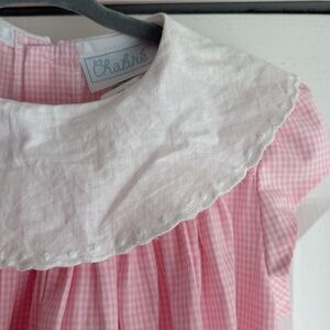 VINTAGE Chabre Pink Gingham Scallop Collar Maxi Dress Size 2T Easter Dress